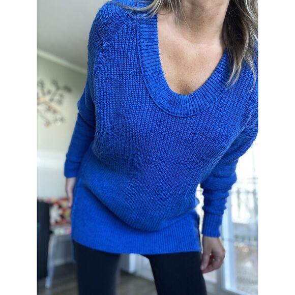 FREE PEOPLE Sunday Scoop Hi-Low Tunic Sweater oversized Cotton Blend XS/TP - Picture 1 of 11